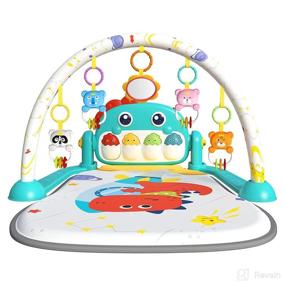 img 4 attached to 👶 Eners Baby Gym Play Mat with Musical Activity Piano - Kick & Play Baby Play Gym Mat for Tummy Time - Padded Mat for Newborns, Infants, and Toddlers (Blue)