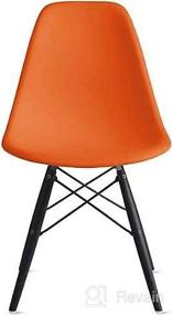 img 2 attached to 2xhome Orange Molded Plastic Shell Chair with Black Wood Eiffel Dowel-Legs – Perfect for Bedroom, Dining, and Side Use with Nature-Inspired Base