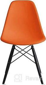 img 1 attached to 2xhome Orange Molded Plastic Shell Chair with Black Wood Eiffel Dowel-Legs – Perfect for Bedroom, Dining, and Side Use with Nature-Inspired Base