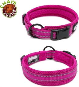 img 2 attached to Chai's Choice Premium Dog Collar - Soft, Padded, Reflective Collar for Large, Medium, and Small Dogs - Matching Harness & Leash Available (Medium, Fuchsia)