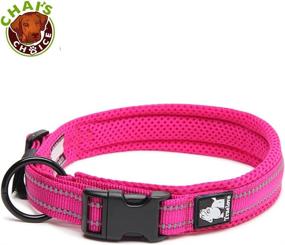 img 3 attached to Chai's Choice Premium Dog Collar - Soft, Padded, Reflective Collar for Large, Medium, and Small Dogs - Matching Harness & Leash Available (Medium, Fuchsia)