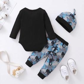 img 1 attached to Baby Boy Clothes Newborn Boy Outfit Infant Letter Print Romper Long Pants Set Hat 3PC Toddler Clothe