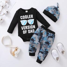 img 2 attached to Baby Boy Clothes Newborn Boy Outfit Infant Letter Print Romper Long Pants Set Hat 3PC Toddler Clothe