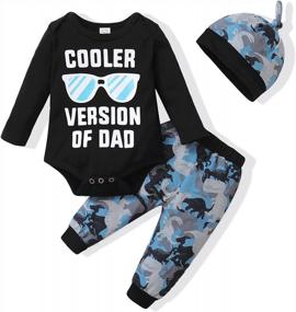 img 4 attached to Baby Boy Clothes Newborn Boy Outfit Infant Letter Print Romper Long Pants Set Hat 3PC Toddler Clothe