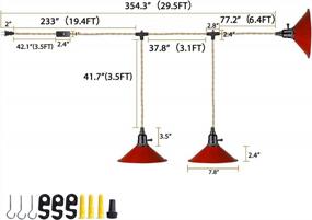 img 3 attached to Emliviar 3-Light Hanging Pendant Light With Plug In Cord - Red Finish For Kitchen Dining Room Bedroom, YCE241-3 RED