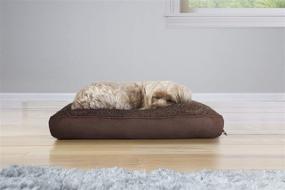 img 2 attached to 🐾 Furhaven Small Pet Bed - Snuggle Terry and Suede Mattress Pillow Cushion Dog and Cat Bed, Espresso, Removable Machine Washable Cover