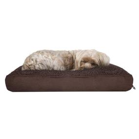 img 4 attached to 🐾 Furhaven Small Pet Bed - Snuggle Terry and Suede Mattress Pillow Cushion Dog and Cat Bed, Espresso, Removable Machine Washable Cover
