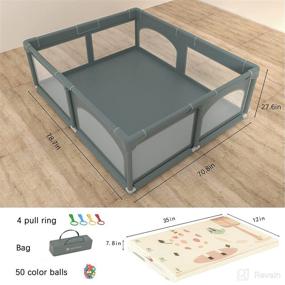 img 3 attached to ⚡️ LIGHTOTOS Extra Large Baby Playpen: Ultimate Safety and Fun for Infants - With Mat, 50 Balls, and Convenient Carry Bag, 71x61x27 Inches Big Toddler Playpen with 8 Hand Holds