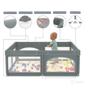 img 2 attached to ⚡️ LIGHTOTOS Extra Large Baby Playpen: Ultimate Safety and Fun for Infants - With Mat, 50 Balls, and Convenient Carry Bag, 71x61x27 Inches Big Toddler Playpen with 8 Hand Holds