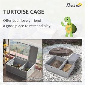 img 1 attached to PawHut 37” Wooden Tortoise House: Premium Turtle Terrarium with Double Room Design in Stylish Grey