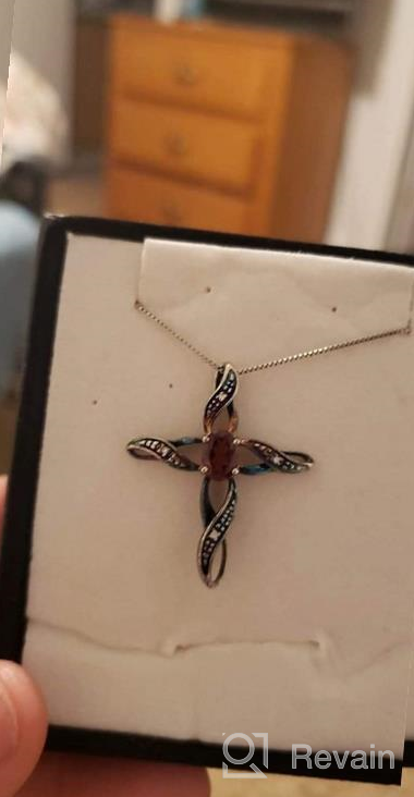 img 1 attached to RYLOS Silver 925 Cross Necklace 💎 with Gemstone & Diamonds: Birthstone Womens Jewelry review by Steven Stager