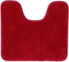 img 4 attached to 🛀 Red Microfiber U-Shaped Non-Slip Bath Mat - 18''x20'' Machine Washable Shaggy Bathroom Contour Rug for Shower Floor