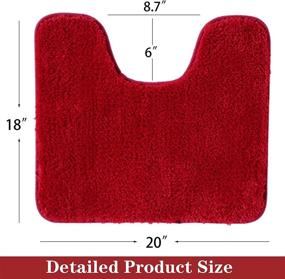 img 1 attached to 🛀 Red Microfiber U-Shaped Non-Slip Bath Mat - 18''x20'' Machine Washable Shaggy Bathroom Contour Rug for Shower Floor