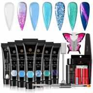 saviland blue series poly nails gel kit - glitter and cat eye nail extension builder gel with 7 colors and thickening solution for starter and professional nail artists logo