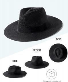 img 1 attached to UPF 50+ Wide Brim Sun Straw Fedora Hat For Men And Women - Perfect Summer Beach And Outdoor Hat