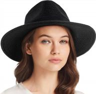 соломенная шляпа fedora с широкими полями upf 50+ для мужчин и женщин - perfect summer beach and outdoor hat логотип