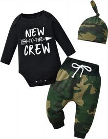 img 4 attached to Adorable 3-Piece Set Of Long Sleeve Romper, Pants, And Hat For Your Newborn Baby Boy