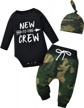 adorable 3-piece set of long sleeve romper, pants, and hat for your newborn baby boy logo