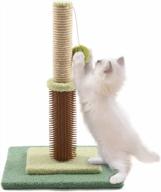 sturdy double base plate cat scratching post with self groomer - ideal for indoor kittens, jaoul 21 design logo