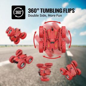 img 3 attached to SGILE 4WD RC Stunt Car Toy With 2-Sided 360 Rotation, Perfect Gift For Kids And Boys Age 6, 7, 8, And 12, In Red Color - Best Remote Control Car