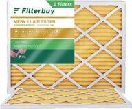 2-pack merv 11 allergen defense air filters - 10x14x1 inch size, hvac ac furnace replacement with pleated design (actual size: 9.50 x 13.50 x 0.75 inches) by filterbuy logo