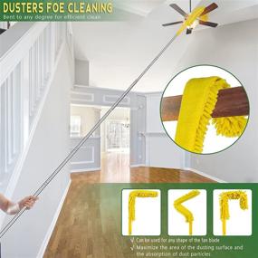 img 3 attached to 🧹 High Reach Duster Kit - 17ft Extension Pole, Newliton 3-in-1 Chenille, Microfiber & Cobweb Duster, Indoor & Outdoor Bendable Cleaning Set