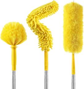 img 4 attached to 🧹 High Reach Duster Kit - 17ft Extension Pole, Newliton 3-in-1 Chenille, Microfiber & Cobweb Duster, Indoor & Outdoor Bendable Cleaning Set