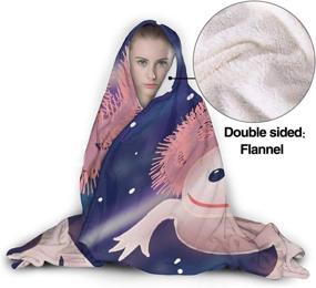 img 3 attached to Cute Axolotl Wearable Blanket Hooded Robe Cloak Throw Quilt Poncho - Sherpa Plush Fleece Microfiber Warm Wrap, Multiple Sizes - Kids Size 50 x 40 Inch