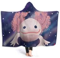 cute axolotl wearable blanket hooded robe cloak throw quilt poncho - sherpa plush fleece microfiber warm wrap, multiple sizes - kids size 50 x 40 inch logo