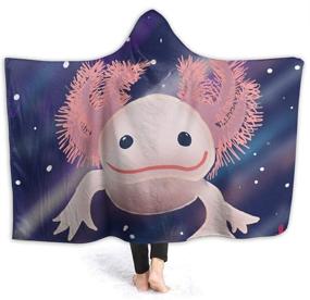 img 4 attached to Cute Axolotl Wearable Blanket Hooded Robe Cloak Throw Quilt Poncho - Sherpa Plush Fleece Microfiber Warm Wrap, Multiple Sizes - Kids Size 50 x 40 Inch