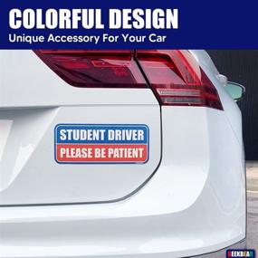 img 2 attached to GEEKBEAR Student Driver Car Magnet (Blue/Salmon) - New Driver Magnet For Car - Please Be Patient Rookie Novice Driver Bumper Magnet - Reflective Student Safety Warning Sticker Sign (1 Pack)