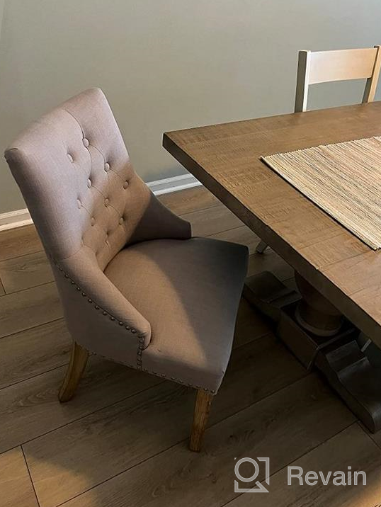 img 1 attached to NOBPEINT Dining Chair Blue Fabric Leisure Padded Ring Chair, Nailed Trim, Set Of 2 review by Dan Buycks