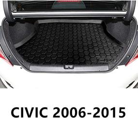 img 4 attached to Waterproof Anti-Slip Heavy Duty Black Cargo Liner Car Trunk Tray Mat for Honda Civic Sedan 2006-2015 - Protector Cover