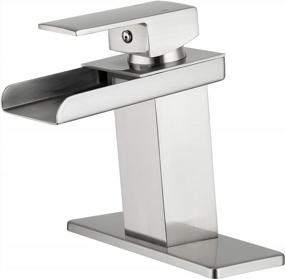 img 4 attached to Brushed Nickel Commercial Waterfall Bathroom Faucet With Single Handle, Deck Mount, And Basin Mixer - GAPPO Vanity Lavatory Faucet