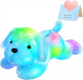 img 4 attached to LED Light Up Dog Plush Toy 18" - Creative Night Light Soft Stuffed Animal For Kids Christmas Birthday Valentines Festivals Gifts (Blue)