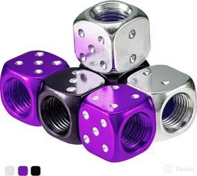 img 2 attached to 🎲 Aluminum Dice Style Valve Stem Caps - Set of 12 Car Motorcycle Bicycle Tire Dust Caps in Multicolored (Purple, White, Black) - 0.47inch