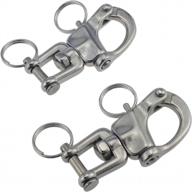pair of 2-3/4inch jaw swivel snap shackles in 316 stainless steel for smooth sailing of spinnaker halyard in sailboats logo
