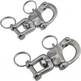img 4 attached to Pair Of 2-3/4Inch Jaw Swivel Snap Shackles In 316 Stainless Steel For Smooth Sailing Of Spinnaker Halyard In Sailboats