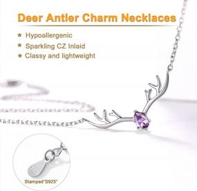 img 2 attached to 🌟 SILVERCUTE Sterling Silver Birthstone Pendant Necklace: Adorable Antler Deer/Cat/Halo Gemstone Jewelry for Women and Teen Girls