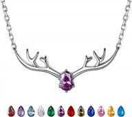🌟 silvercute sterling silver birthstone pendant necklace: adorable antler deer/cat/halo gemstone jewelry for women and teen girls logo