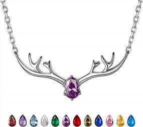 img 4 attached to 🌟 SILVERCUTE Sterling Silver Birthstone Pendant Necklace: Adorable Antler Deer/Cat/Halo Gemstone Jewelry for Women and Teen Girls