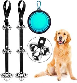img 4 attached to 🔔 DOYOO 2-Pack Dog Doorbells for Dog Training - Adjustable Doorbell for Dogs - Premium Quality with 7 Extra Large 1.4" Loud DoorBells - Ideal for Puppy Training - Includes Collapsible Travel Pet Cat Dog Bowl