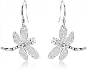 img 4 attached to Get The Perfect Sparkle With FIFATA'S Sterling Silver Dragonfly Drop Earrings