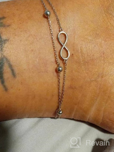 img 1 attached to S925 Sterling Silver Flyow Anklet For Women: Adjustable Foot Beaded Heart Charm Ankle Bracelet Jewelry review by Katie Evans