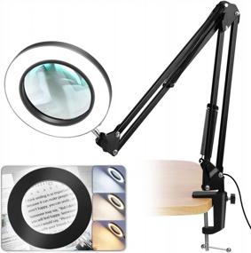 img 4 attached to TOMSOO 10X Magnifying Glass With LED Light And Stand - Real Glass Lens, 3 Color Modes, Stepless Dimmable For Reading Crafts Close Work