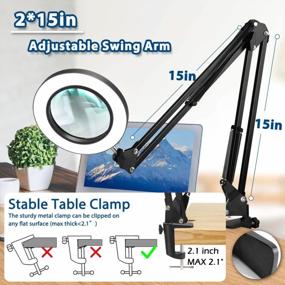 img 2 attached to TOMSOO 10X Magnifying Glass With LED Light And Stand - Real Glass Lens, 3 Color Modes, Stepless Dimmable For Reading Crafts Close Work
