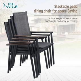 img 1 attached to PHI VILLA Outdoor Patio Dining Set With 1.57" Umbrella Hole, Wood-Like Table & Stackable Chairs For Deck Or Yard