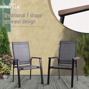 img 2 attached to PHI VILLA Outdoor Patio Dining Set With 1.57" Umbrella Hole, Wood-Like Table & Stackable Chairs For Deck Or Yard