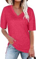 comfortable women's casual v-neck solid color tee tops for summer - loose fit basic t-shirts by dutut logo