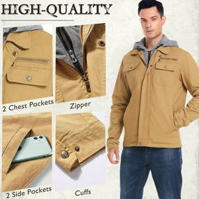 img 1 attached to Men'S Fashion Lightweight Bomber Jacket With Removable Hood - JYG Military Style
